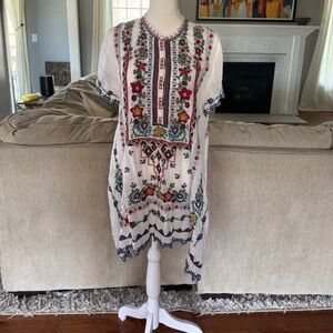 Johnny Was Embroidered Liesse Tunic Blouse Top  Size Large
